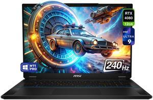 MSI Stealth 18 AI Studio Gaming Laptop, Intel Ultra 9-185H, 64 GB DDR5 RAM, 4 TB PCle SSD, 18 QHD+ (2560x1600) 240Hz, Nvidia G-force RTX 4080, Backlit Keyboard, W11 Pro