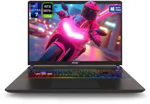 MSI Vector 16 HX AI Gaming Laptop, Intel Ultra 7-255HX, 32 GB DDR5 RAM, 2 TB PCIe SSD, 16" FHD+ (1920x1200) 144Hz Display, Nvidia G-Force RTX 5070Ti, Backlit Keyboard, W11 Pro, Cosmo Gray