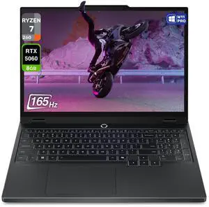 Lenovo Legion 5 Gen 10 Gaming Laptop, AMD Ryzen 7-260, 32 GB DDR5 RAM, 1 TB PCIe SSD, 15.1" WQXGA (2560x1600) Display, Nvidia G-Force RTX 5060, 24-Zone RGB Backlit Keyboard, W11 Pro, Eclipse Black