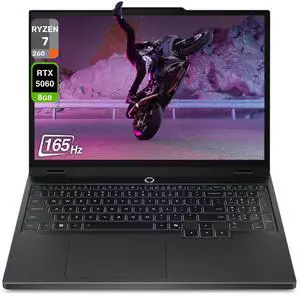 Lenovo Legion 5 Gen 10 Gaming Laptop, AMD Ryzen 7-260, 16 GB DDR5 RAM, 512 GB PCIe SSD, 15.1" WQXGA (2560x1600) Display, Nvidia G-Force RTX 5060, 24-Zone RGB Backlit Keyboard, W11 Home, Eclipse Black