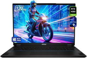 MSI Stealth 18 AI Studio Gaming Laptop, Intel Ultra 9-185H, 32 GB DDR5 RAM, 1 TB PCIe SSD, 18" WQUXGA (3840x2400) 120 Hz Mini LED Display, Nvidia G-Force RTX 4080, Backlit Keyboard, W11 Pro, Midnight