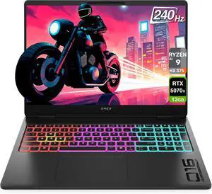 HP OMEN MAX Gaming Laptop, AMD Ryzen AI 9 HX 375, 32 GB DDR5 RAM, 1 TB PCIe SSD, 16" WQXGA (2560x1600) 240Hz Display, Nvidia G-Force RTX 5070 Ti, RGB Backlit Keyboard, W11 Home, Shadow Black