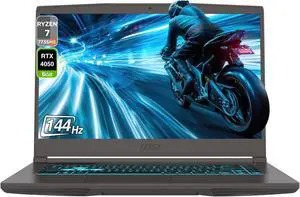 MSI Thin A15 Thin Gaming Laptop, AMD Ryzen 7-7735HS, 64 GB DDR4 RAM, 1 TB PCIe SSD, 15.6" Full HD (1920x1080) Display, Nvidia G-Force RTX 4050, Backlit Keyboard, W11 Pro, Cosmos Gray