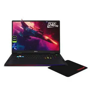MSI Raider 18 HX Gaming Laptop, Intel Ultra 9-285HX, 64 GB DDR5 RAM, 2 TB PCIe SSD, 18" QHD+ (2560x1600) 240Hz, Nvidia G-Force RTX 5080, RGB Backlit Keyboard, W11 Home, Core Black + Traix Mousepad MSI Raider 18 HX Gaming Laptop, Intel Ultra 9-285HX, 64 GB DDR5 RAM, 2 TB PCIe SSD, 18" QHD+ (2560x1600) 240Hz, Nvidia G-Force RTX 5080, RGB Backlit Keyboard, W11 Home, Core Black + Traix Mousepad