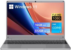 BiTECOOL 15.6" Windows 11 Laptop, Intel Core i3-5005U, 16GB RAM, 512GB SSD, FHD IPS Display, 2.4G/5G WiFi, BT5.0, RJ45, Webcam, Long Battery Life - for Work, Study, and Entertainment