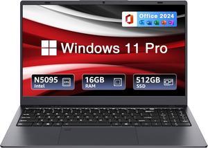 BiTECOOL 15.6-inch Windows 11 Laptop, 16GB RAM, 512GB SSD, FHD IPS Display Laptop Computer, Intel N5095 Quad Core, 2.4/5G WiFi, BT4.2 Backlit and Fingerprint, Lightweight and Portable