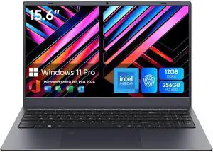 BiTECOOL Laptop Computer 15.6 inch, Intel Quad Core N95, 12GB LPDDR5 RAM 256GB NVMe SSD Laptop with FHD IPS Display, WiFi 5, BT5.0, USB Type C and Fingerprint, 2 Years Warranty, Windows 11 Pro