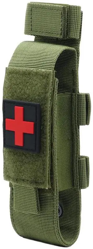 Tactical Molle Tourniquet Holder, Portable TQ Military First Aid Equipment Case & Trauma Medical Shear Pouch (Army Green)