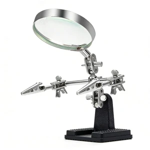 Helping Hands Magnifier Glass Stand with Alligator Clips - 5X Magnifying Lens, Perfect for Circuit Board Repair, Electronics Soldering, Hobby Crafts Helping Hands Magnifier Glass Stand with Alligator Clips - 5X Magnifying Lens, Perfect for Circuit Board Repair, Electronics Soldering, Hobby Crafts