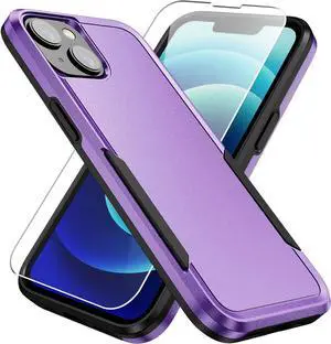 Entronix Bundle Compatible with iPhone 15 Plus - Soft-Touch Dual-Layer Case & 1 Clear Screen Protector
