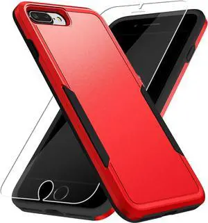 Entronix Bundle Compatible with iPhone 8 Plus/7 Plus - Soft-Touch Dual-Layer Case & 1 Clear Screen Protector