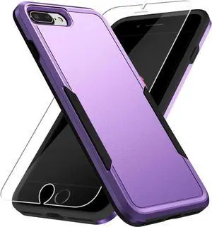 Entronix Bundle Compatible with iPhone 8 Plus/7 Plus - Soft-Touch Dual-Layer Case & 1 Clear Screen Protector