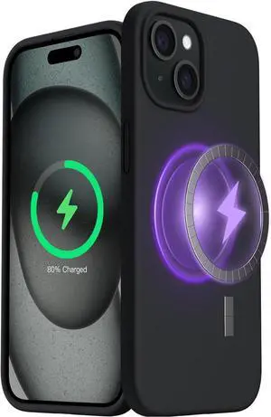 Entronix Case Magnetic Compatible Silicone Case Designed for iPhone 15 Plus,14 Plus Liquid Case, Shockproof with Wireless Charging Built