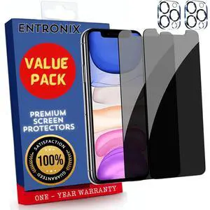 Entronix Case Screen Protector Bundle with Camera Cover Designed for iPhone 11 Pro Privacy 9H Hardness,Bubble Free Easy Install,2 PACK