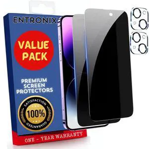 Entronix Case Screen Protector Bundle with Camera Cover Designed for iPhone 15 Privacy 9H Hardness,Bubble Free Easy Install,2 PACK