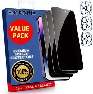 Entronix Case Screen Protector Bundle with Camera Cover Designed for iPhone 15 Pro Privacy 9H Hardness,Bubble Free Easy Install, 3 PACK