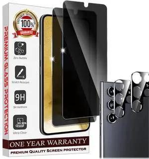 Entronix Case Privacy Screen Protector for Galaxy S22 Ultra with Camera Lens [2+2], Anti-Spy Tempered Film