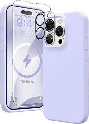 Entronix Bundle Compatible with iPhone 14 Pro Max - Liquid Silicone Case, 1 Clear Screen Protector & 1 Camera Lens Protector
