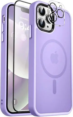 Entronix iPhone 12 Pro 3-in-1 Bundle - [Magnetic] Translucent Matte Case, 1 Clear Screen Protector & 1 Camera Lens Protector,