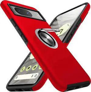 Entronix Case Designed for Pixel 7 Heavy Duty with Built-in Kickstand, Dual Layer Protection Rotating Holder Ring, Sturdy Case