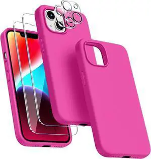 Entronix Bundle Compatible with iPhone 13 - Liquid Silicone Case, 2 Clear Screen Protector & 2 Camera Lens Protectors
