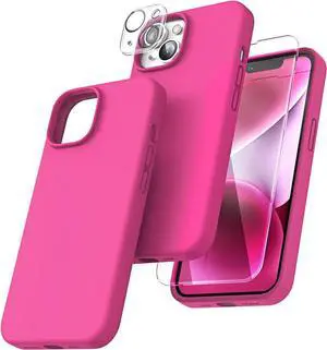 Entronix Bundle Compatible with iPhone 13 Mini - Liquid Silicone Case, 1 Clear Screen Protector & 1 Camera Lens Protector