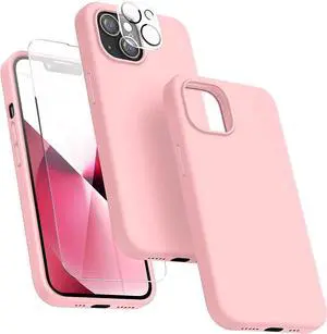 Entronix Bundle Compatible with iPhone 14 - Liquid Silicone Case, 2 Clear Screen Protector & 2 Camera Lens Protectors