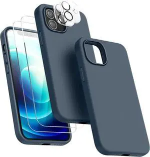 Entronix Bundle Compatible with iPhone 12 Mini - Liquid Silicone Case, 2 Clear Screen Protector & 2 Camera Lens Protectors