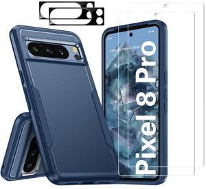 Entronix Bundle Compatible with Pixel 8 Pro - Soft-Touch Dual-Layer Case, 2 Clear Screen Protector & 2 Camera Lens Protector