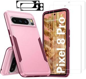 Entronix Bundle Compatible with Pixel 8 Pro - Soft-Touch Dual-Layer Case, 2 Clear Screen Protector & 2 Camera Lens Protector