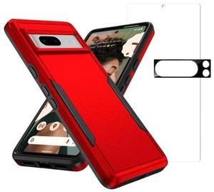 Entronix Bundle Compatible with Pixel 8 - Soft-Touch Dual-Layer Case, 1 Clear Screen Protector & 1 Camera Lens Protector