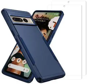 Entronix Bundle Compatible with Pixel 7 Pro - Soft-Touch Dual-Layer Case & 2 Clear Screen Protector