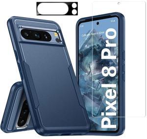 Entronix Bundle Compatible with Pixel 8 Pro - Soft-Touch Dual-Layer Case, 1 Clear Screen Protector & 1 Camera Lens Protector