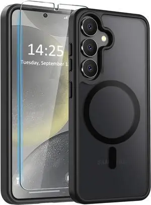 Entronix Bundle Compatible with Galaxy S25 Plus - [Magnetic] Translucent Matte Case & 1 Clear Screen Protector
