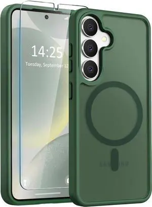 Entronix Bundle Compatible with Galaxy S24 - [Magnetic] Translucent Matte Case & 1 Clear Screen Protector