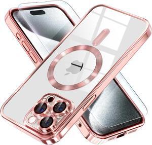 Entronix Bundle Compatible with iPhone 13 Pro Max - [Magnetic] Luxury Glossy Case & 1 Clear Screen Protector