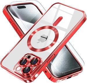 Entronix Bundle Compatible with iPhone 13 Pro Max - [Magnetic] Luxury Glossy Case & 1 Clear Screen Protector