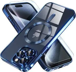 Entronix Bundle Compatible with iPhone 15 Pro - [Magnetic] Luxury Glossy Case & 1 Clear Screen Protector