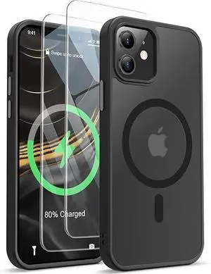 Entronix Bundle Compatible with iPhone 12 - [Magnetic] Translucent Matte Case & 2 Clear Screen Protectors