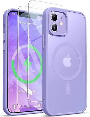 Entronix Bundle Compatible with iPhone 12 - [Magnetic] Translucent Matte Case & 2 Clear Screen Protectors