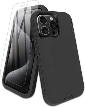 Entronix Bundle Compatible with iPhone 15 Pro - Heavy Duty Case & 1 Clear Screen Protector