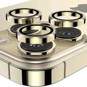 Entronix Camera Lens Protector Compatible with iPhone 15 Pro/15 Pro Max - Luxury Metal