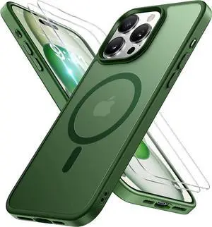 Entronix Bundle Compatible with iPhone 15 Pro - [Magnetic] Translucent Matte Case & 2 Clear Screen Protectors
