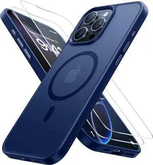 Entronix Bundle Compatible with iPhone 15 Pro Max - [Magnetic] Translucent Matte Case & 2 Clear Screen Protectors
