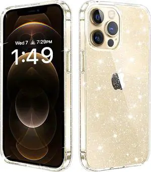 Entronix Case Compatible with iPhone 12/12 Pro - [Hard Back] Glitter Clear