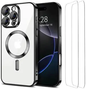Entronix Bundle Compatible with iPhone 16 Pro Max - [Magnetic] Luxury Glossy Case & 2 Clear Screen Protectors