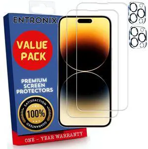 Entronix Clear Screen Protector & Camera Lens Protector Compatible with iPhone 15 Pro Max - 4-Piece Combo