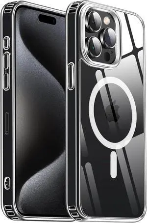 Entronix [Magnetic] Case Compatible with iPhone 15 Pro Max - [Hard Back] Slim Clear