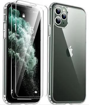 Entronix Bundle Compatible with iPhone 11 Pro Max - [Hard] Clear Case & 2 Clear Screen Protectors