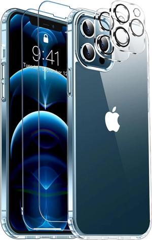 Entronix Bundle Compatible with iPhone 12 Pro Max - [Hard] Clear Case, 2 Clear Screen Protector & 2 Camera Lens Protectors